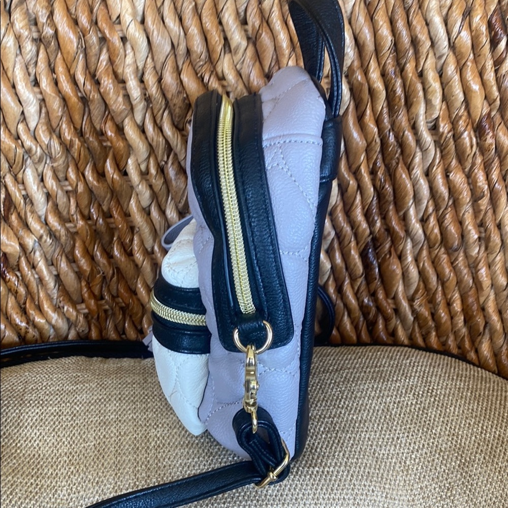 Betsey Johnson Black, Gray and Cream Mini Backpack - Picture 7 of 7